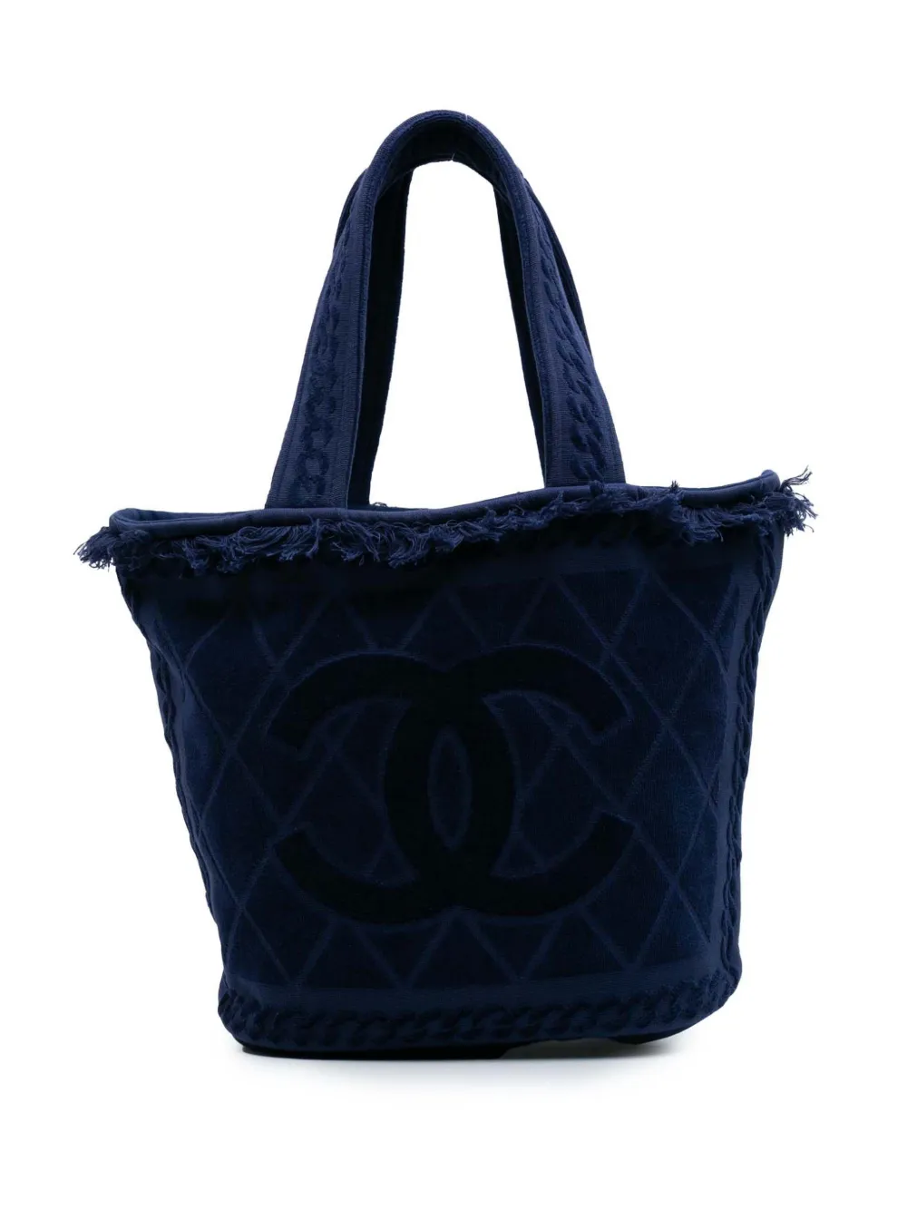 CHANEL Pre-Owned tote de playa con logo CC de algodón de felpa 2020-2024 | azul | Image 1