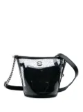 CHANEL Pre-Owned 2018 Small PVC and Crumpled Calfskin Camellia Coco bucket bag - Black