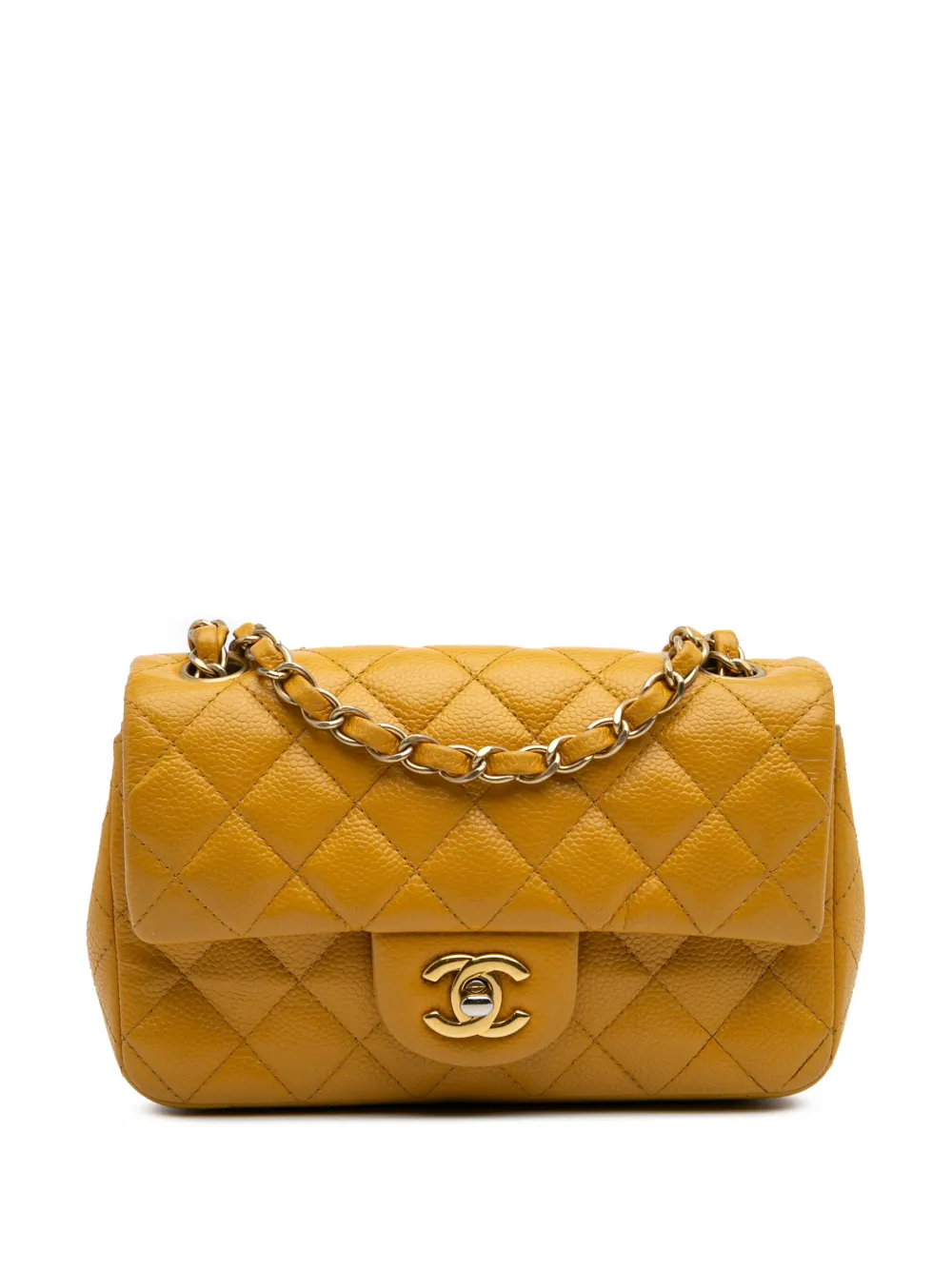 CHANEL Pre-Owned 2015-2016 Mini Rectangular Classic Caviar Single Flap crossbody bag | Yellow | Image 1