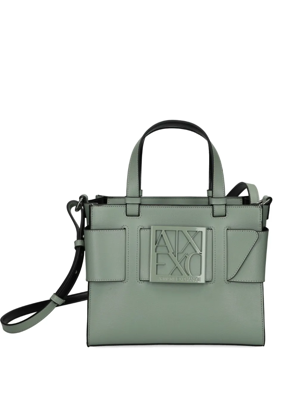 Armani Exchange medium logo-plaque tote bag - グリーン Armani Exchange medium logo-plaque tote bag - グリーン