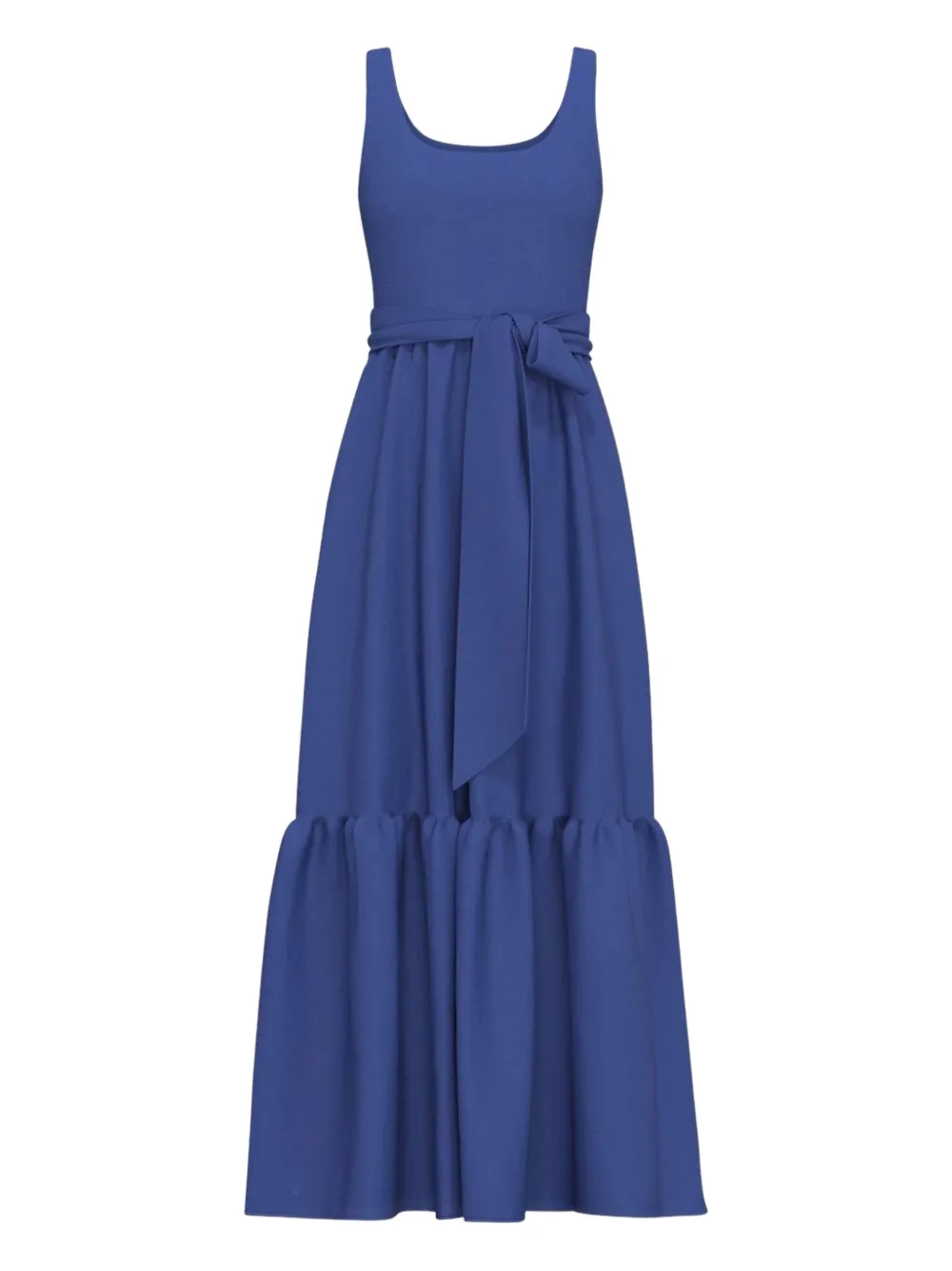 Marella Long Poplin Flounce Dress In Blue