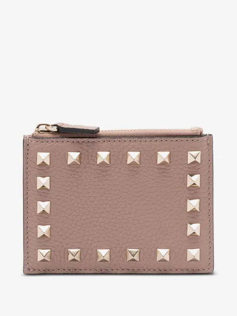 Valentino Garavani Rockstud grainy calfskin cardholder