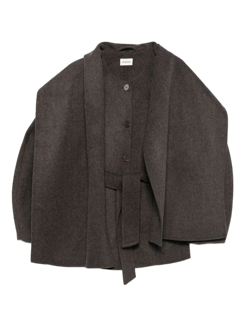P.a.r.o.s.h Belted Buttoned Coat In Brown