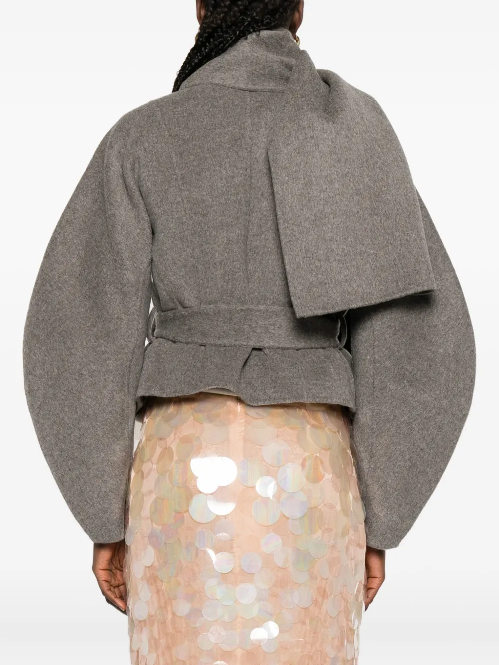 P.a.r.o.s.h Button-fastening Belted Jacket In Gray