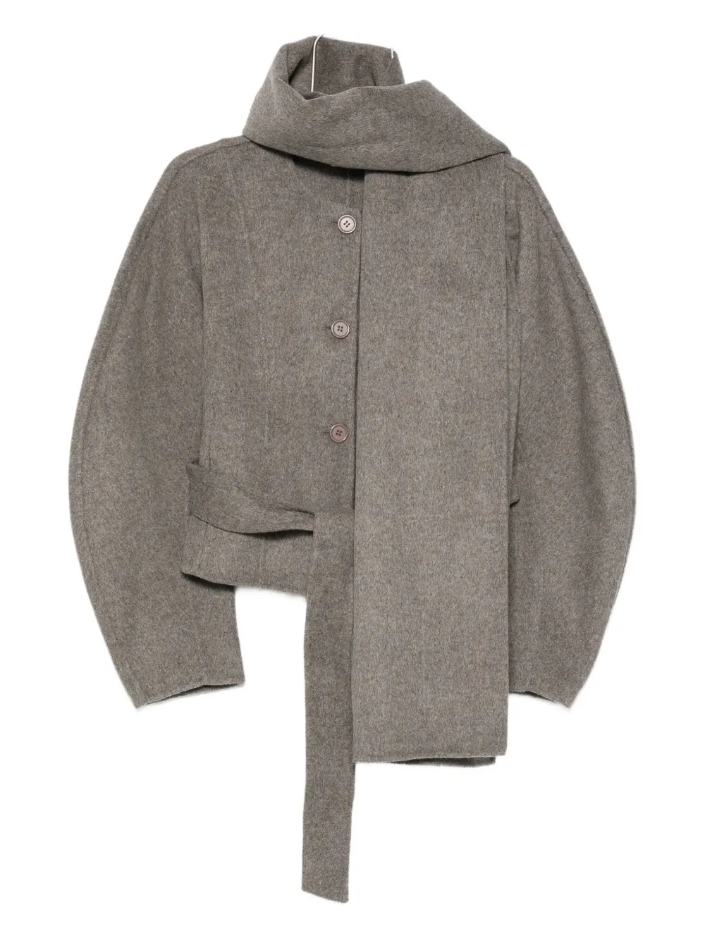 P.a.r.o.s.h Button-fastening Belted Jacket In Gray