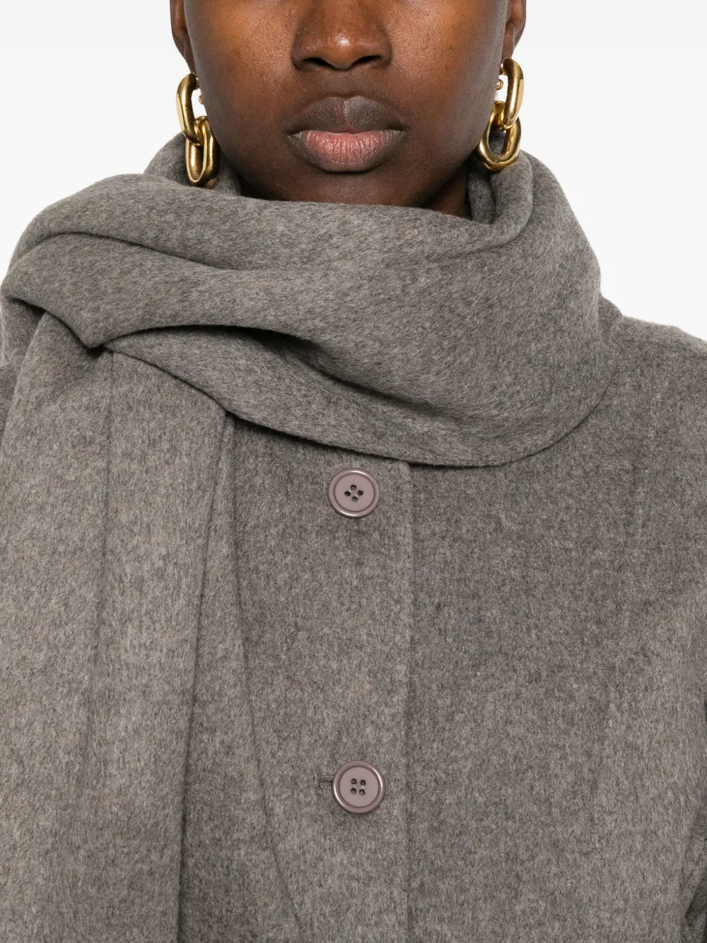 P.a.r.o.s.h Button-fastening Belted Jacket In Gray