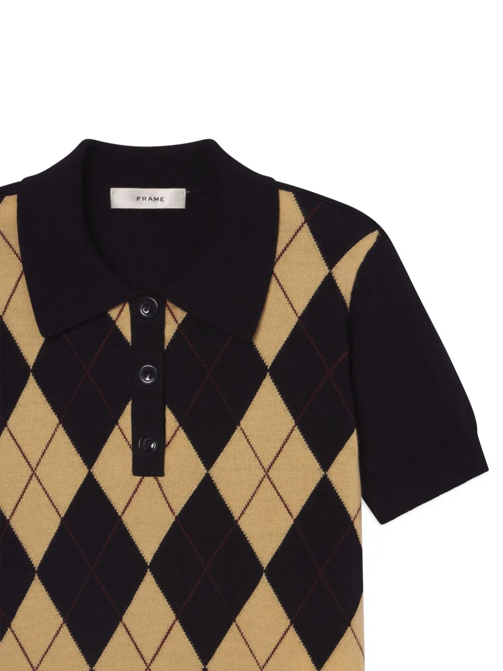 Frame Argyle-pattern Polo-neck Sweater In Black
