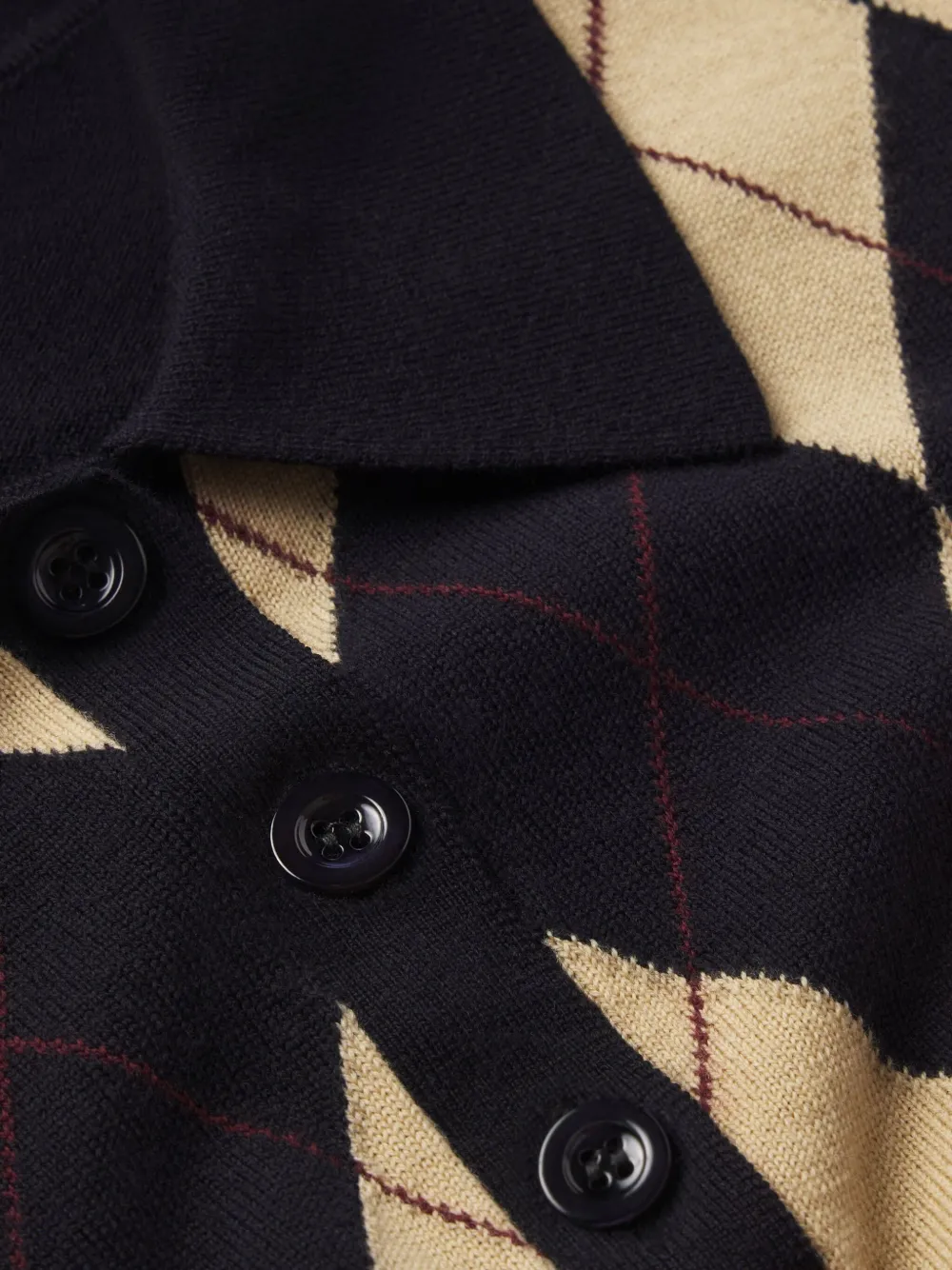 Frame Argyle-pattern Polo-neck Sweater In Black