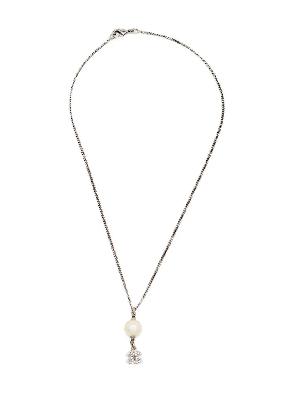 CHANEL Pre-Owned Interlocking CC-logo necklace - シルバートーン CHANEL Pre-Owned Interlocking CC-logo necklace - シルバートーン
