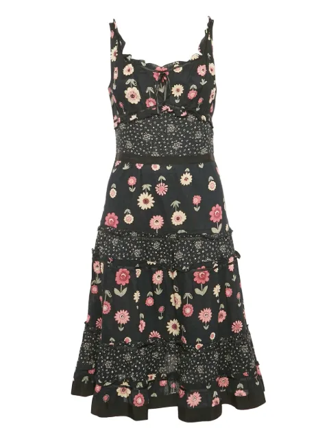Moschino Pre-Owned floral-print tiered midi dress