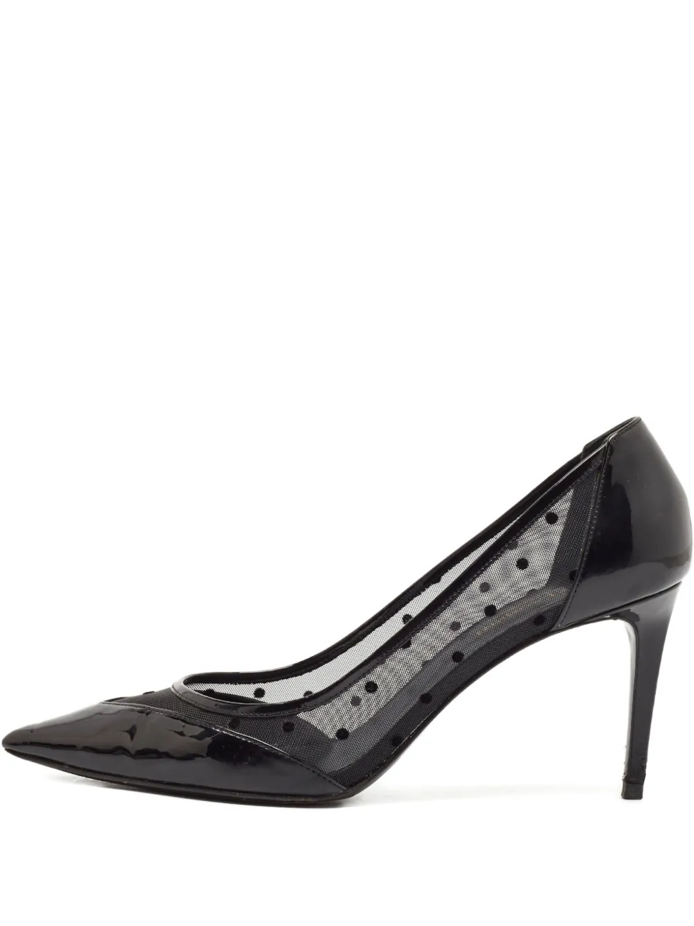 Saint Laurent Pre-Owned patent leather polka-dot mesh pumps | Black | Image 1
