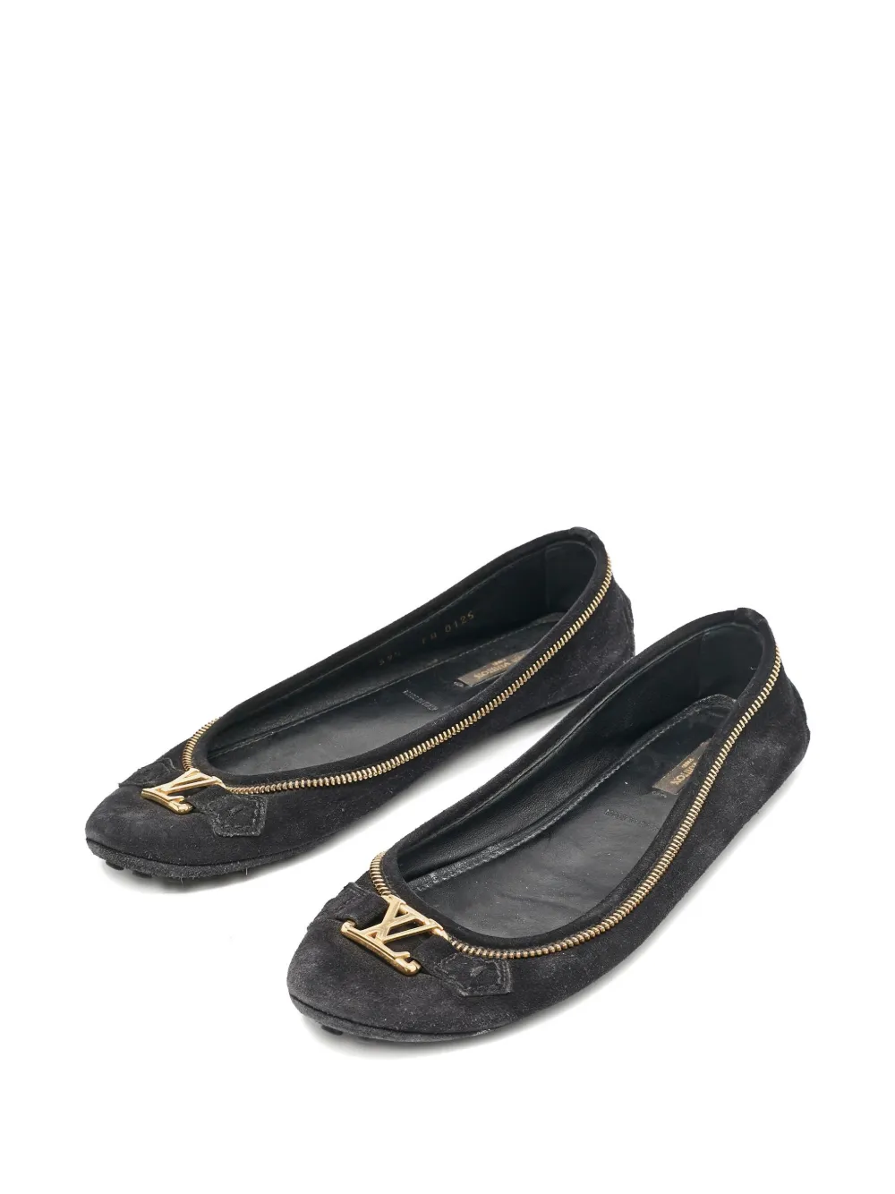 Louis Vuitton Pre-Owned Suède ballerina's met rits - Zwart