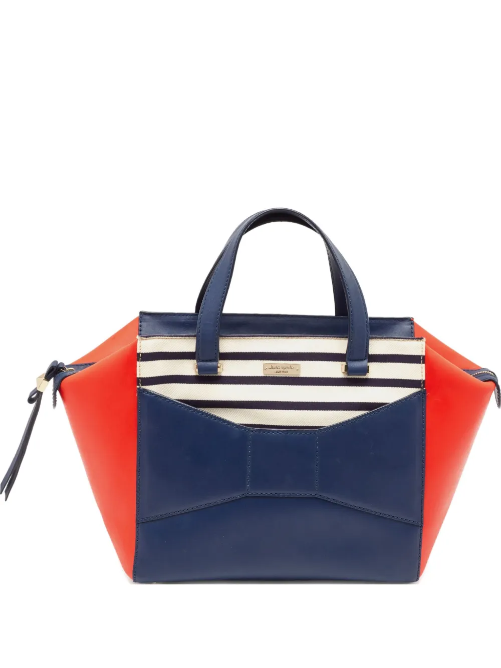 Kate Spade pre-owned 2 Park Avenue bow-detailed striped tote bag - ブルー Kate Spade pre-owned 2 Park Avenue bow-detailed striped tote bag - ブルー
