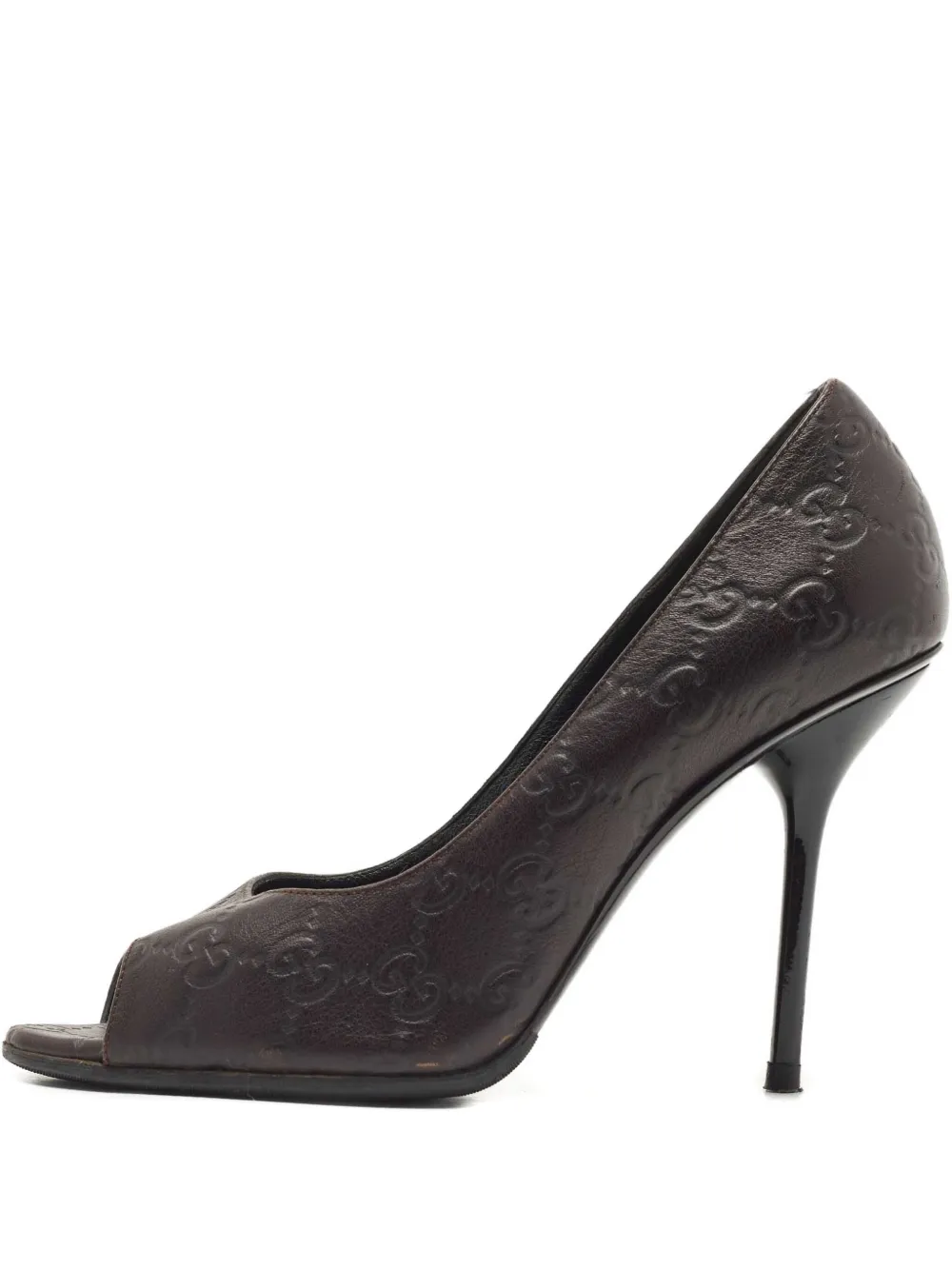 100mm leather peep-toe pumps