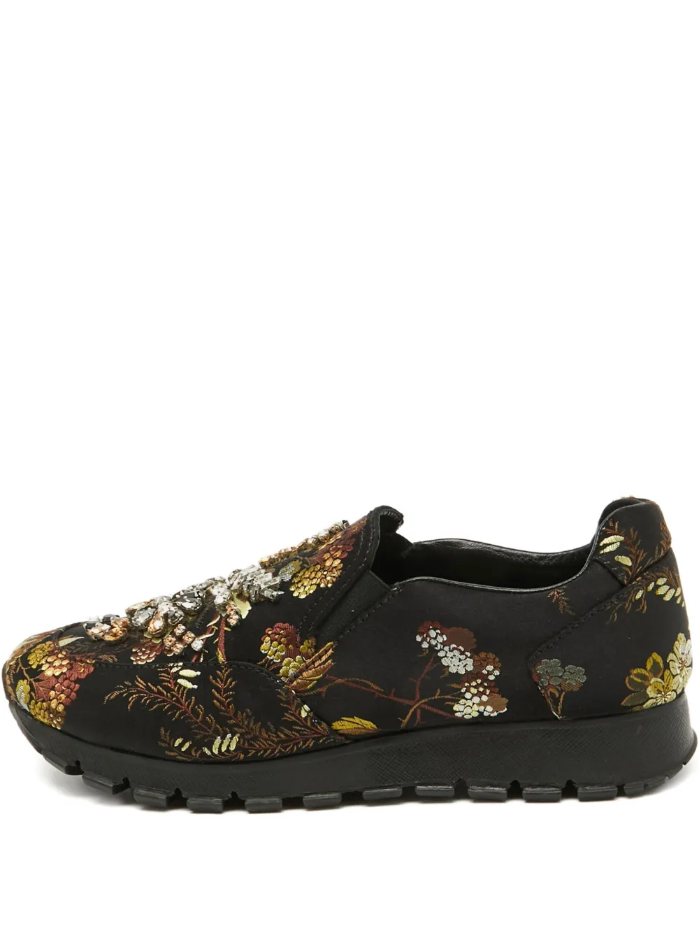 Prada Pre-Owned floral-embroidered sneakers - ブラック Prada Pre-Owned floral-embroidered sneakers - ブラック