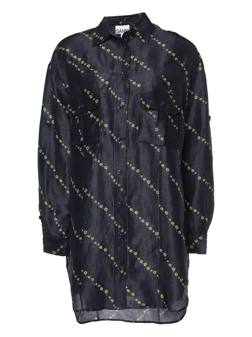 GANNI Camicia a fiori - Nero