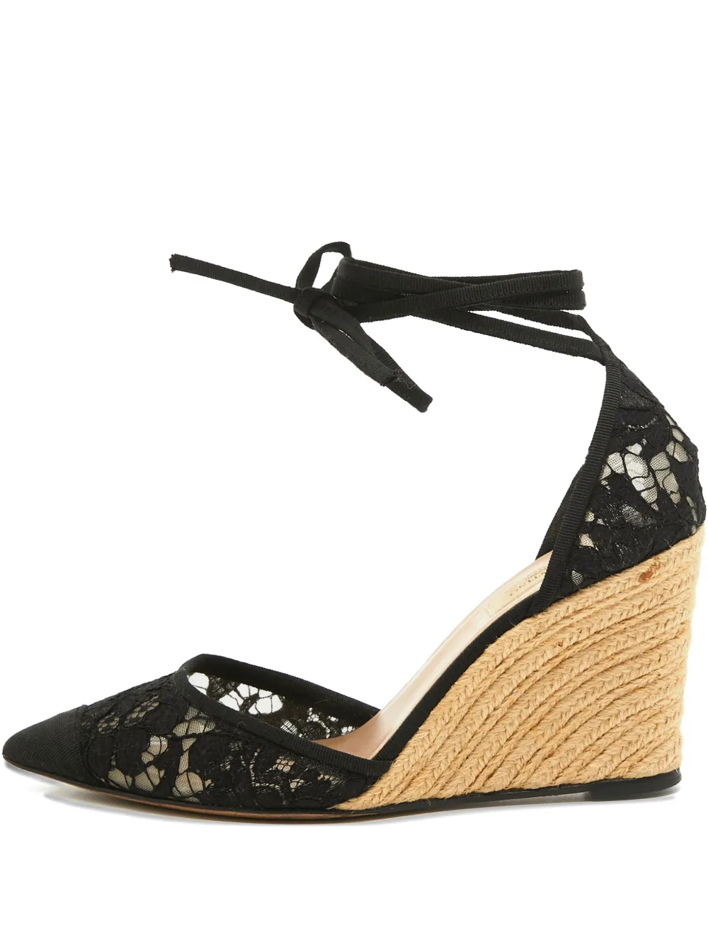 Pre-owned Valentino Garavani Lace Mesh Wedge Pumps