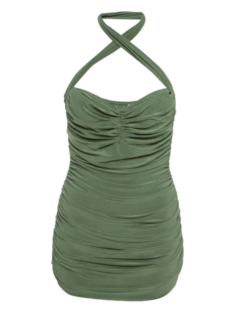 Norma Kamali Vintage gathered halterneck swimsuit