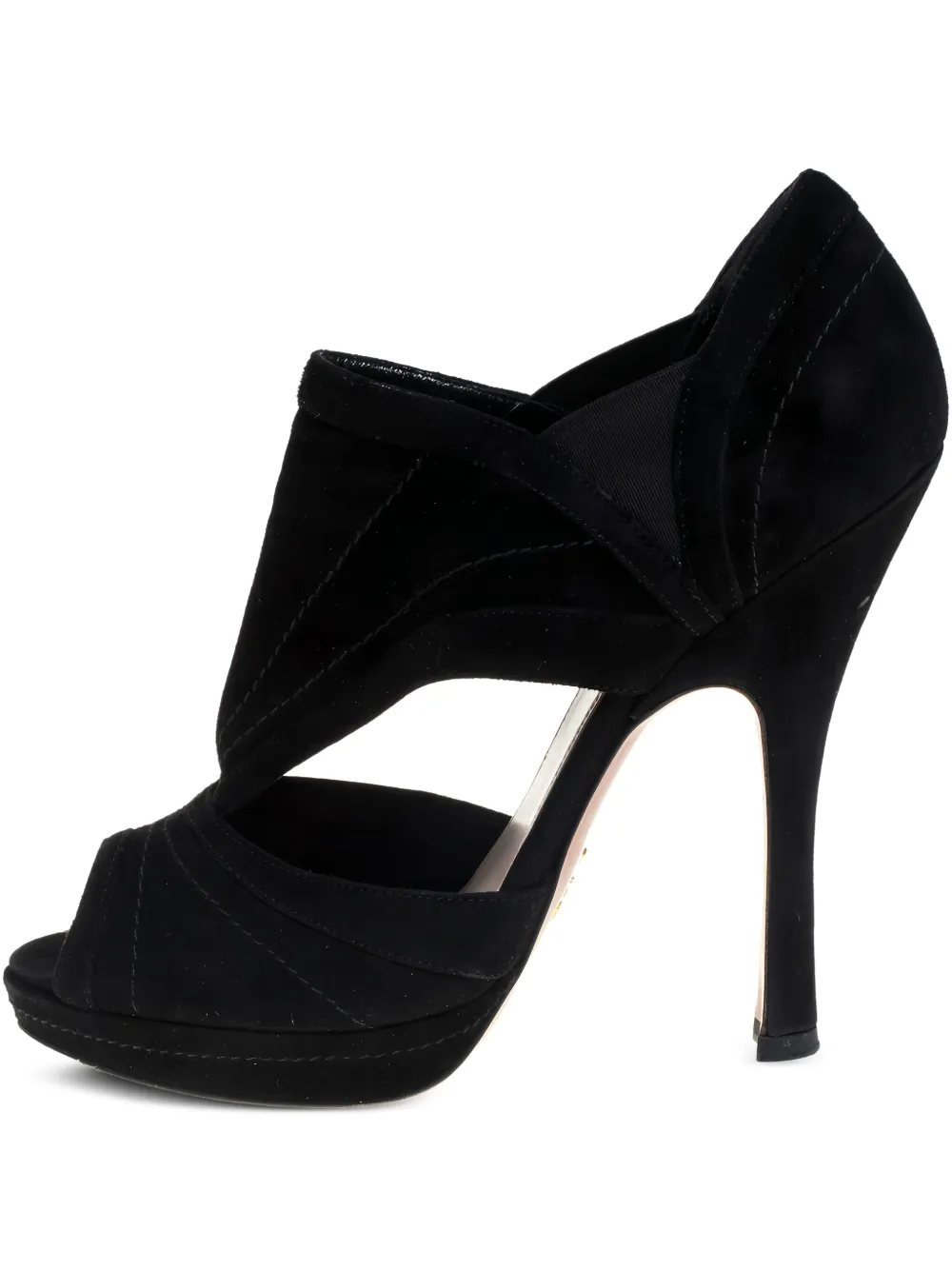 Prada Pre-Owned suede cut-out platform booties | Black | Image 1