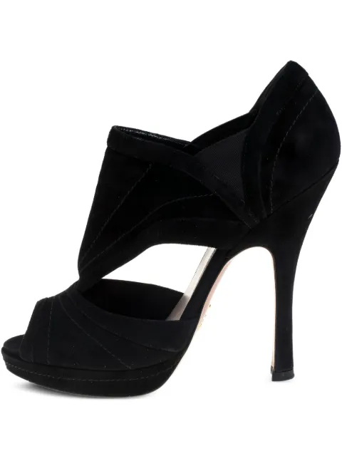 Prada Pre-Owned suede cut-out platform booties