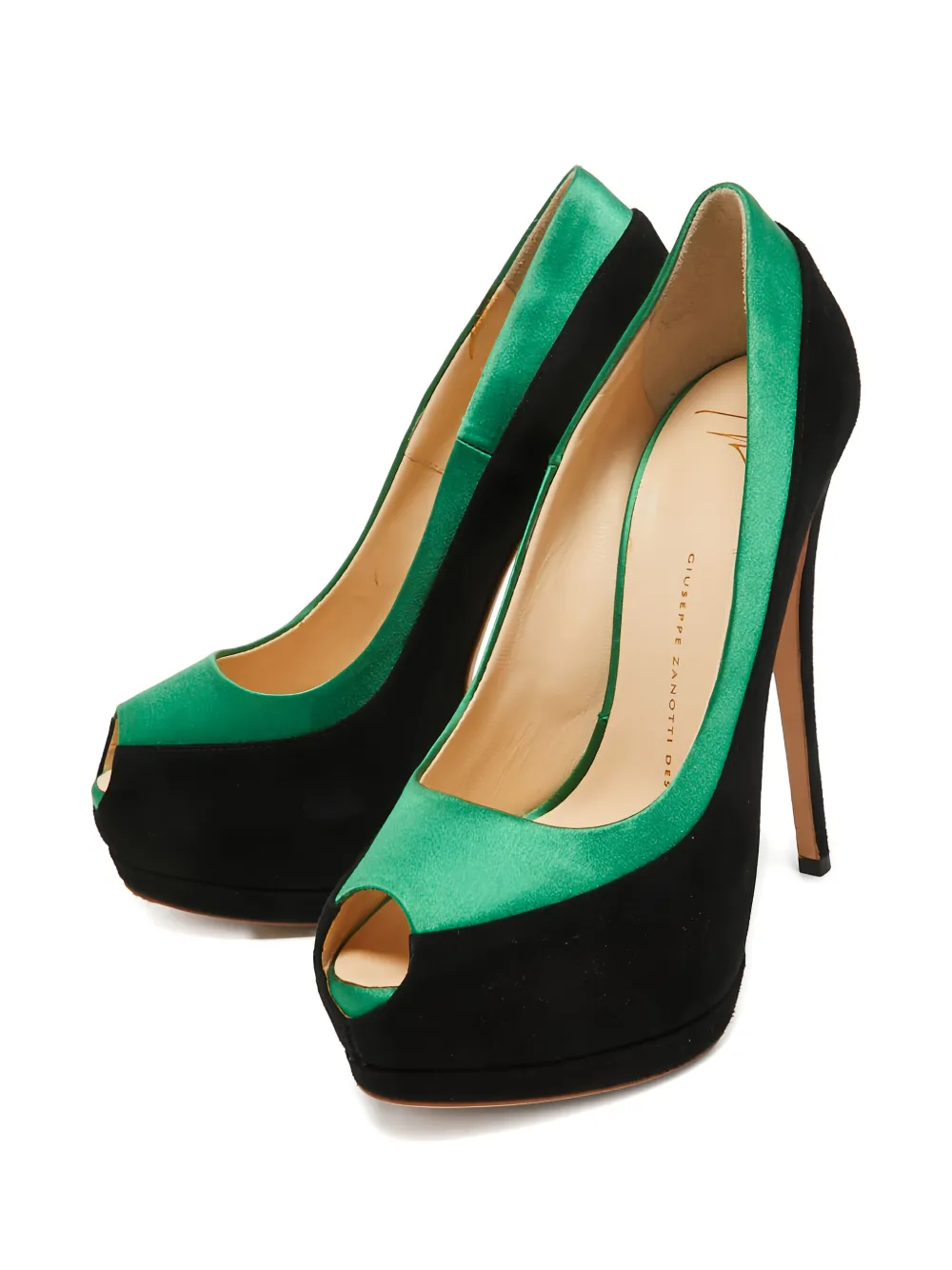 Giuseppe Zanotti Vintage 145 mm suède pumps met plateauzool - Groen