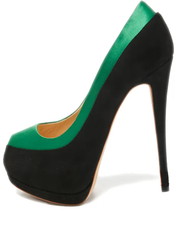 靴 Vintage Giuseppe Zanotti Heel Pumps Giuseppe Zanotti Vintage 145mm Suede Platform Pumps | Green | FARFETCH