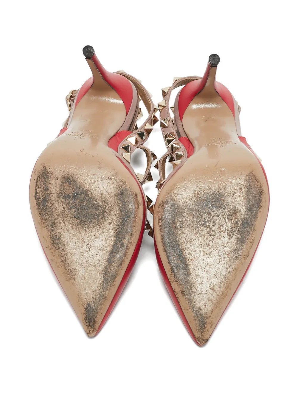 Pre-owned Valentino Garavani 110mm Rockstud Pointed-toe Pumps In Red