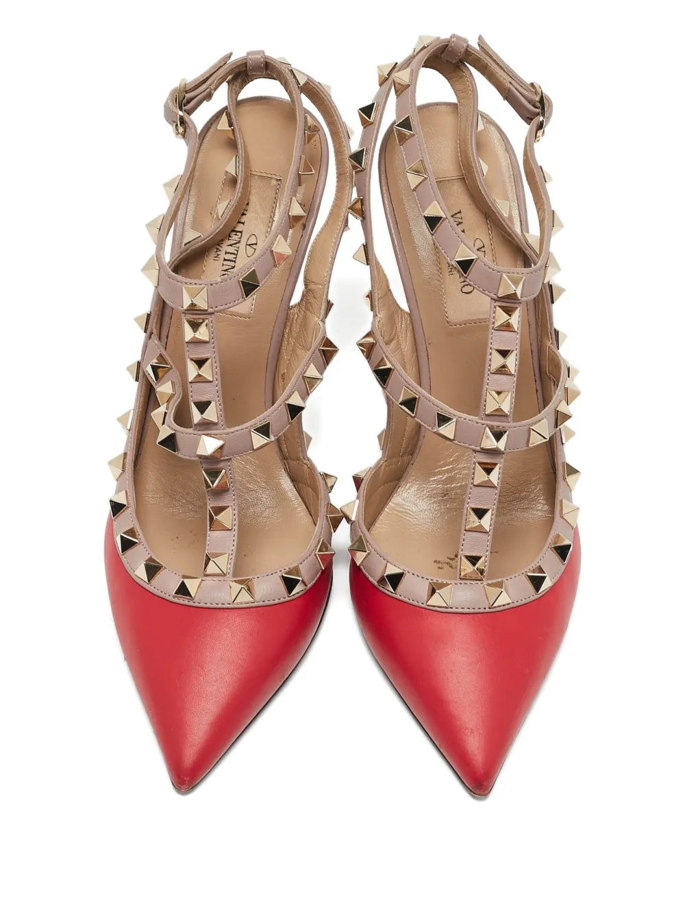 Pre-owned Valentino Garavani 110mm Rockstud Pointed-toe Pumps In Red