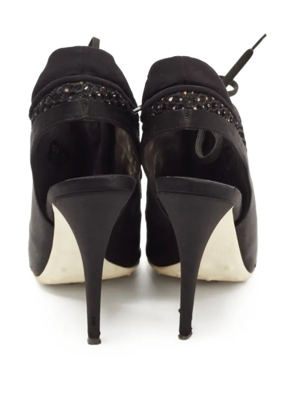 Miu Miu Pre-Owned 105mm open-toe Mesh Sandals | Black | FARFETCH OM