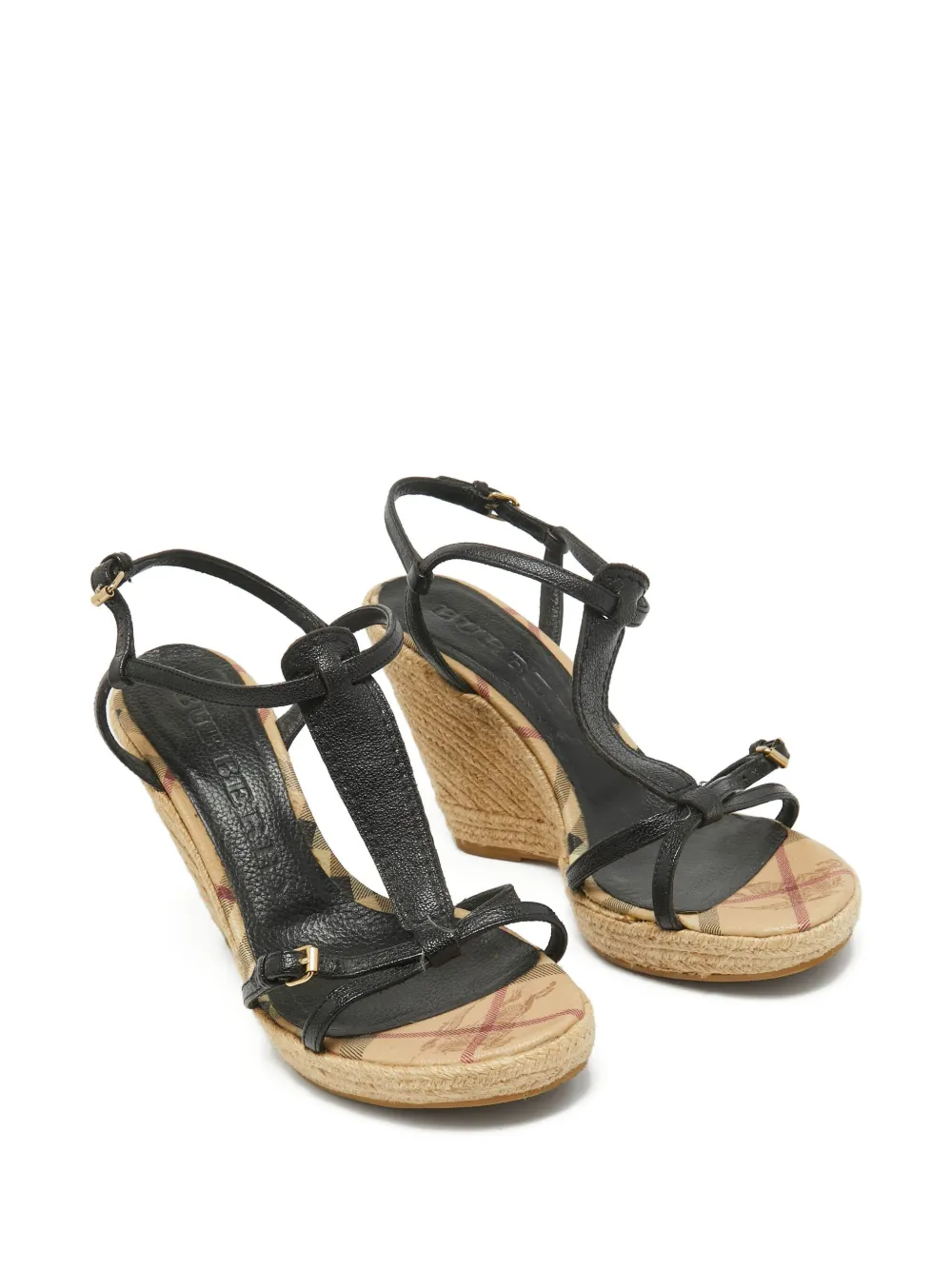 Burberry Pre-Owned 110 mm sandalen met sleehak en bandjes - Zwart