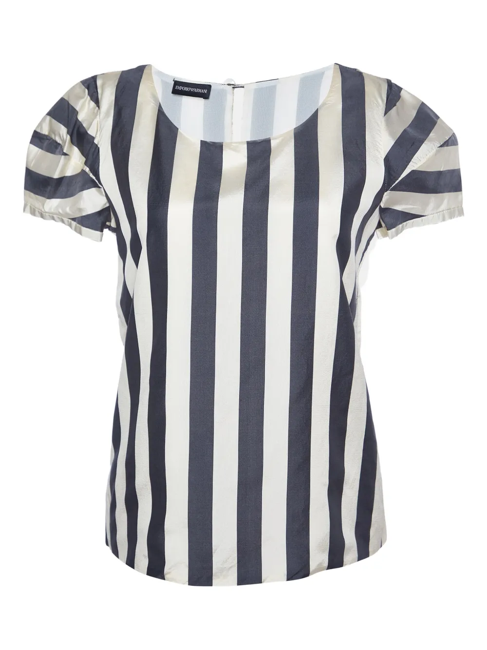 striped puff-sleeve blouse