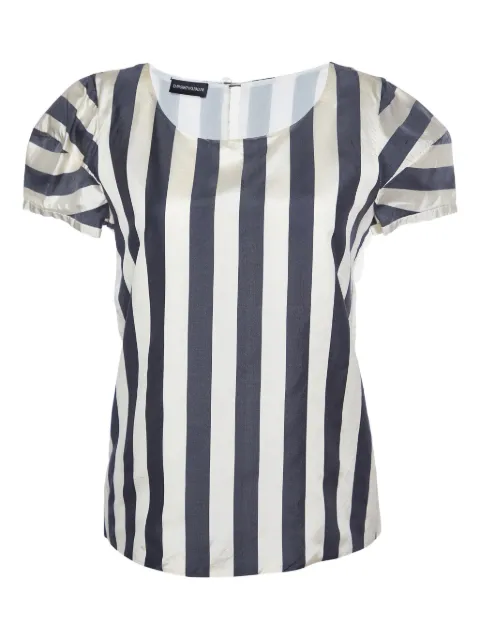 Emporio Armani Pre-Owned blusa con mangas farol y motivo de rayas