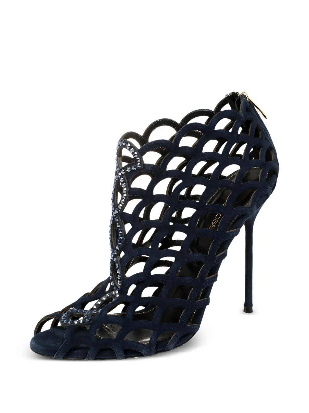 Sergio Rossi Vintage 115mm scalloped crystal-embellished booties | Image 2