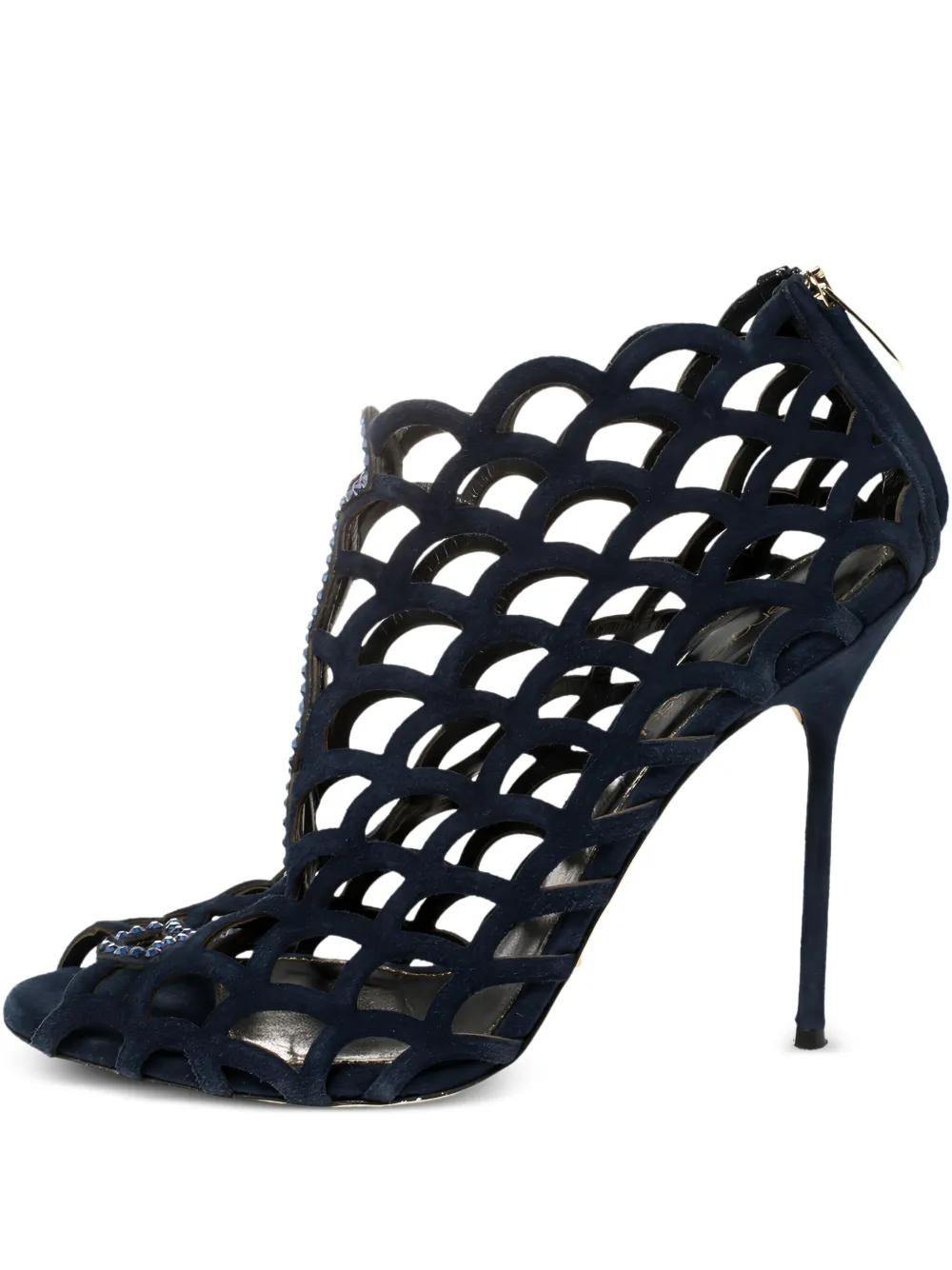 Sergio Rossi Vintage 115mm scalloped crystal-embellished booties | Blue | Image 1