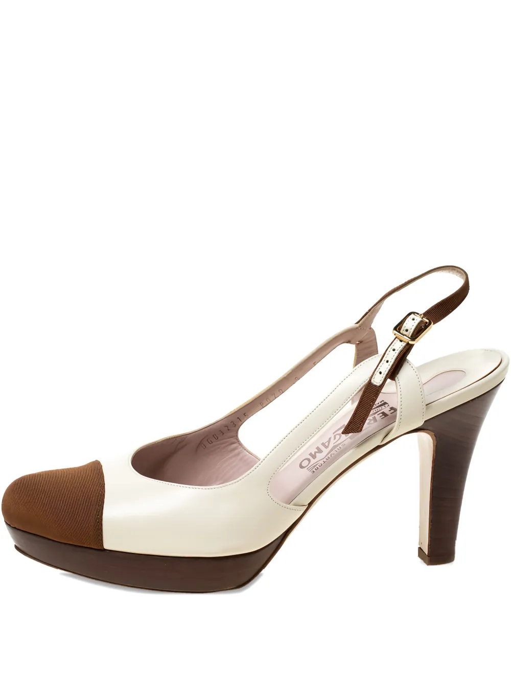 Ferragamo Pre-Owned スリングバック パンプス - ホワイト Ferragamo Pre-Owned スリングバック パンプス - ホワイト