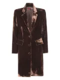 Bianco Levrin velvet buttoned coat - Brown