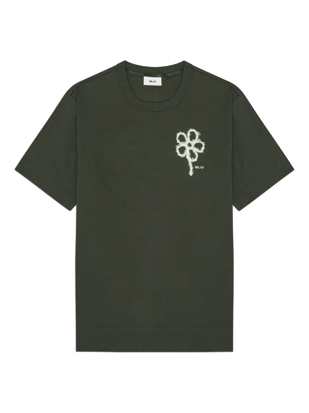 NN07 T-shirt met geborduurde bloemen Groen