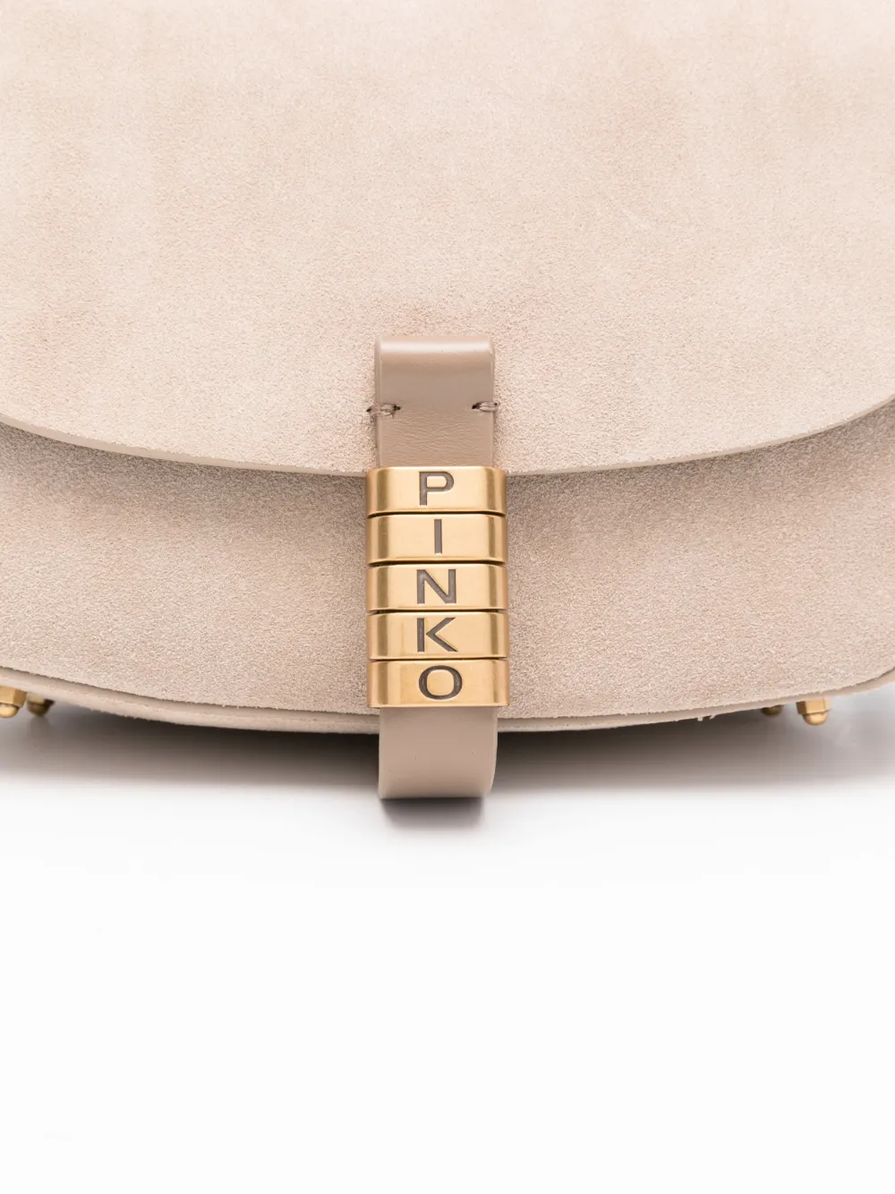 PINKO Suède schoudertas met omslag Beige