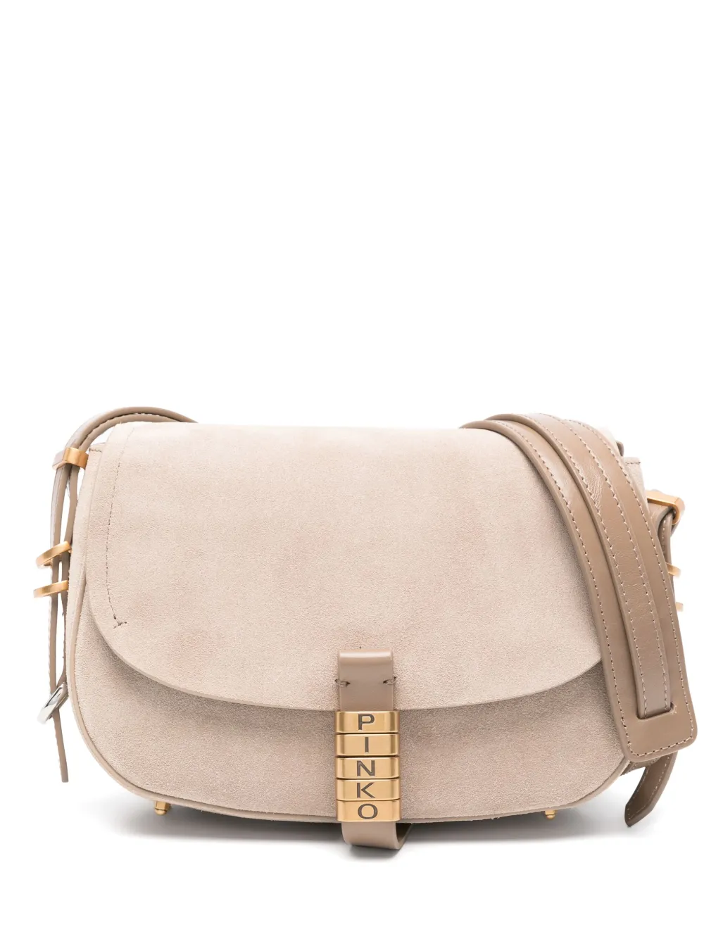 PINKO Suède schoudertas met omslag Beige