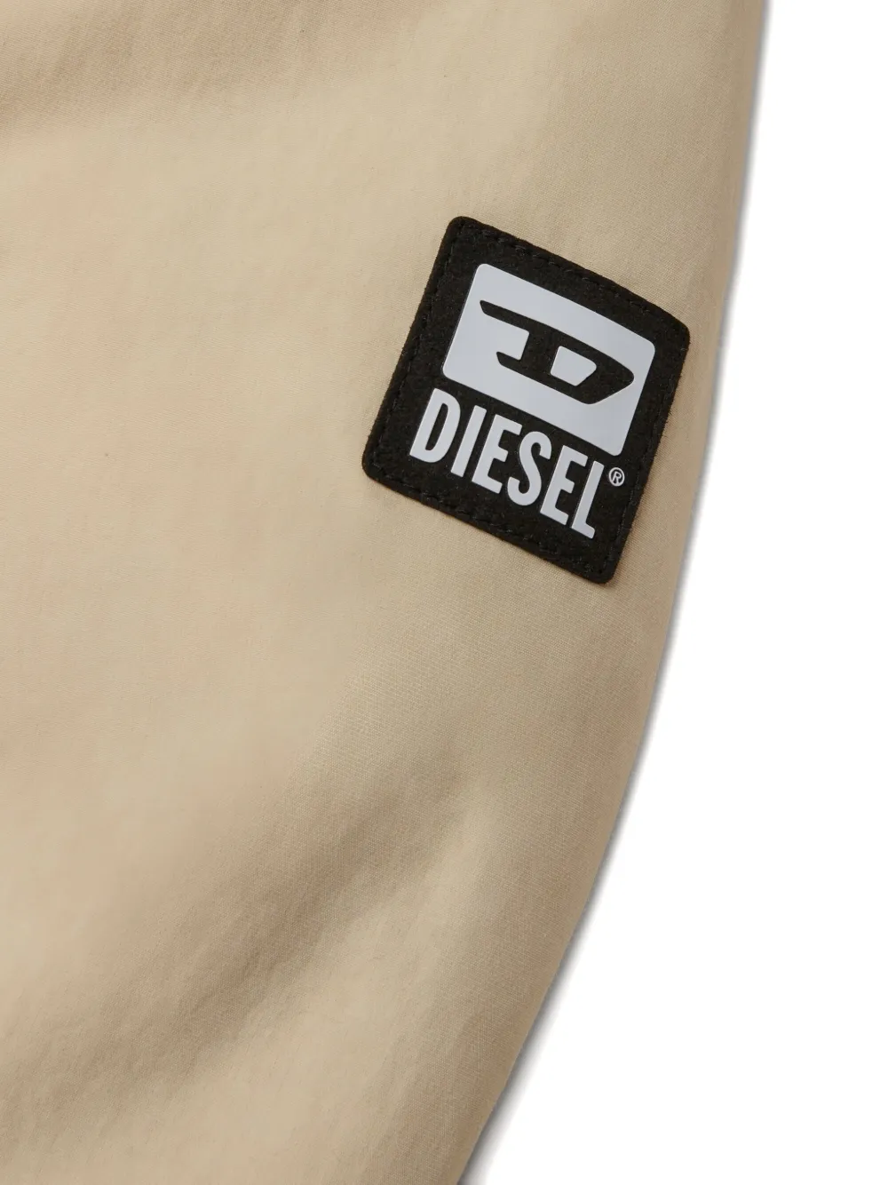 Diesel Kids Gewatteerd jack met imitatiebont capuchon Beige