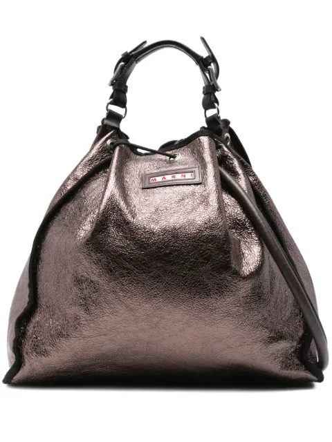 Marni Pre-Owned metallic leather drawstring bag