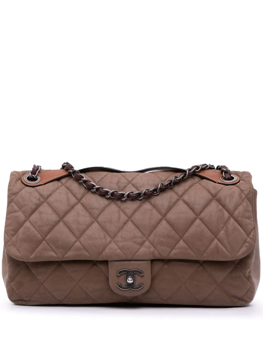 CHANEL Pre-Owned 2010-2011 Jumbo Iridescent Calfskin In The Mix Flap satchel | Brown | Image 1