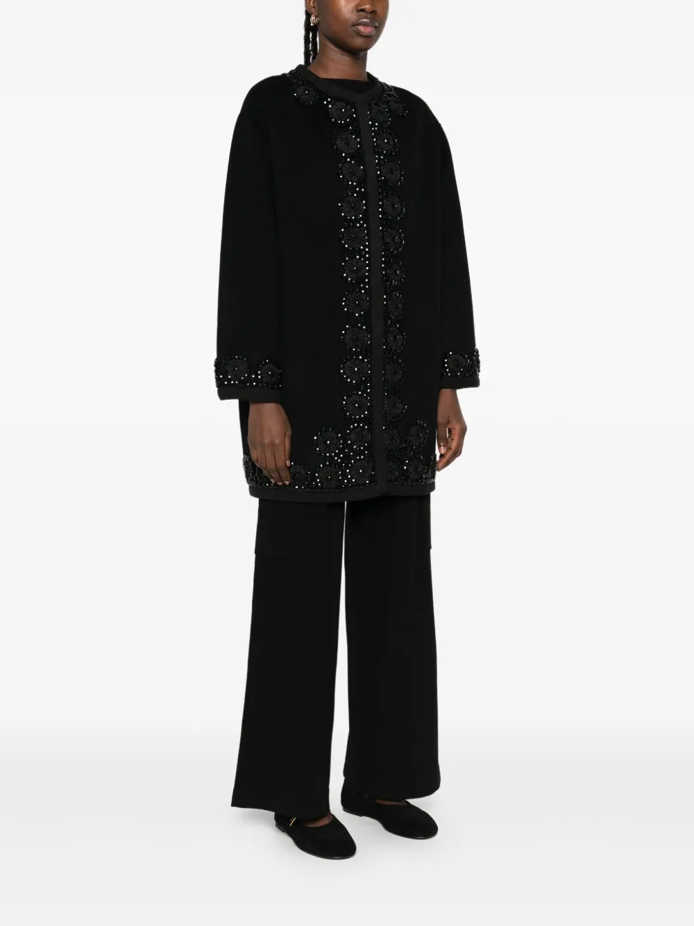  P.a.r.o.s.h. Abrigo Con Apliques Florales - Negro 