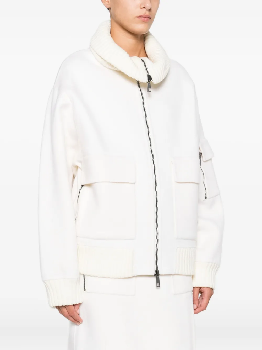 P.a.r.o.s.h Zip-front Patch-pocket Jacket In White