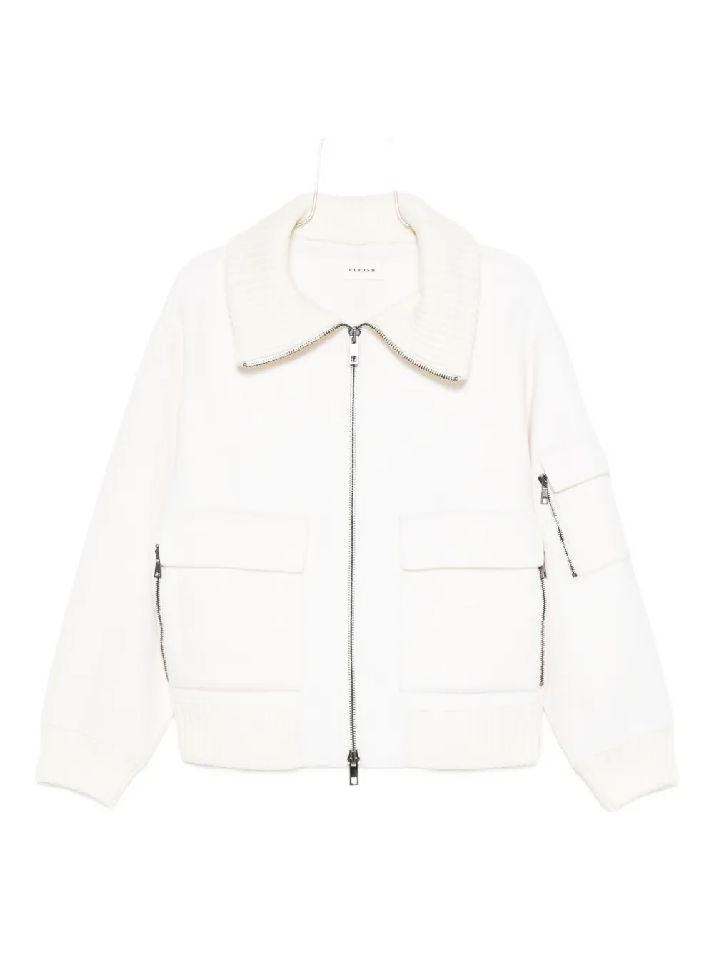 P.a.r.o.s.h Zip-front Patch-pocket Jacket In White