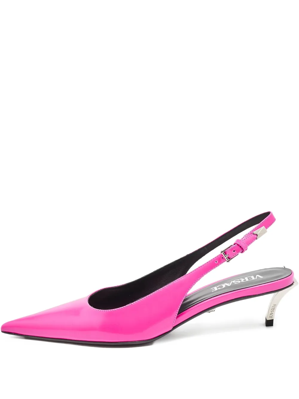 Pre-owned Versace 45mm Leather Slingback Pumps