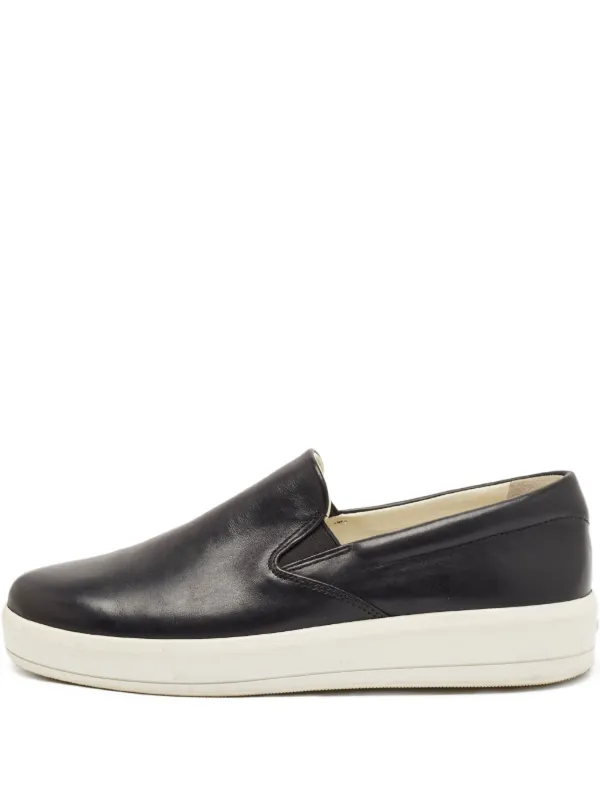 Prada Pre-Owned Leather Sneakers Black FARFETCH ID