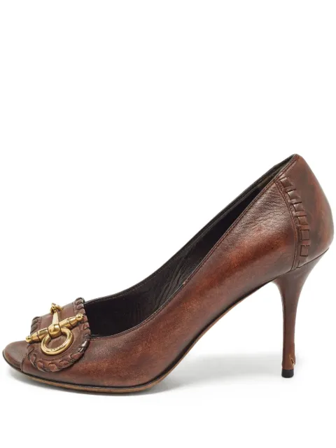Gucci Pre-Owned 90mm peep-toe embellished pumps 