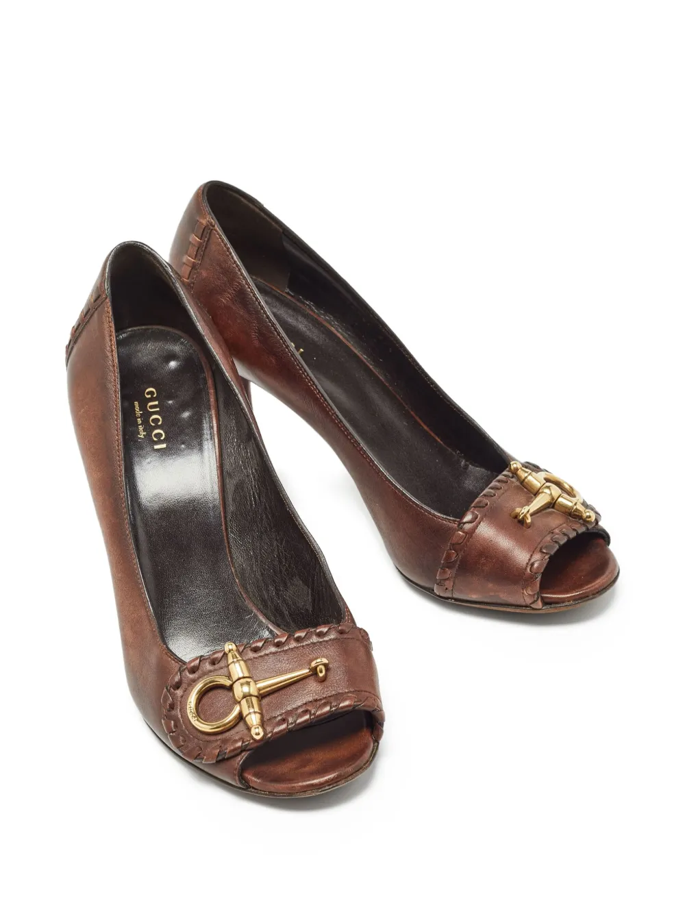 Gucci Pre-Owned 90 mm pumps met open neus - Bruin
