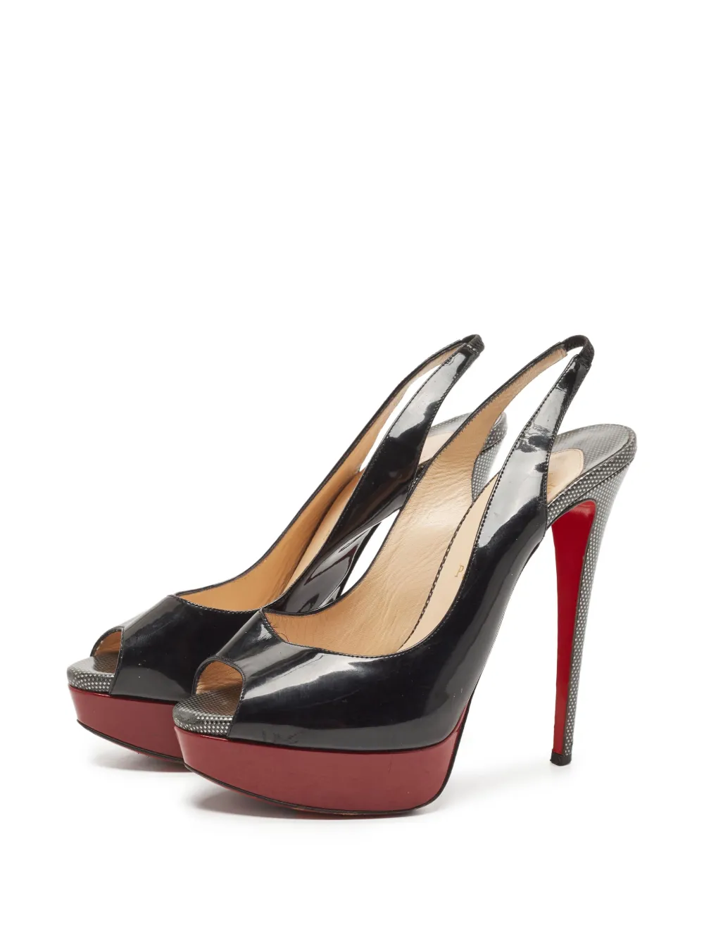 Christian Louboutin Pre-Owned 150 mm Lady Peep slingback pumps - Zwart